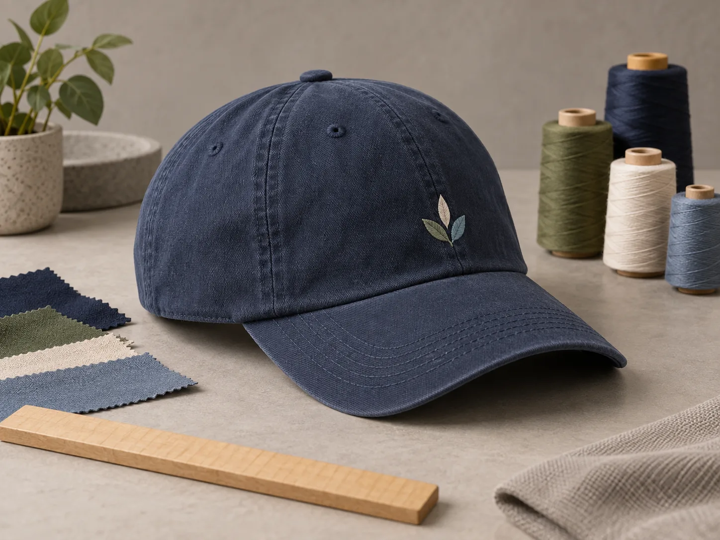 Illustrative baseball-cap sample-review materials