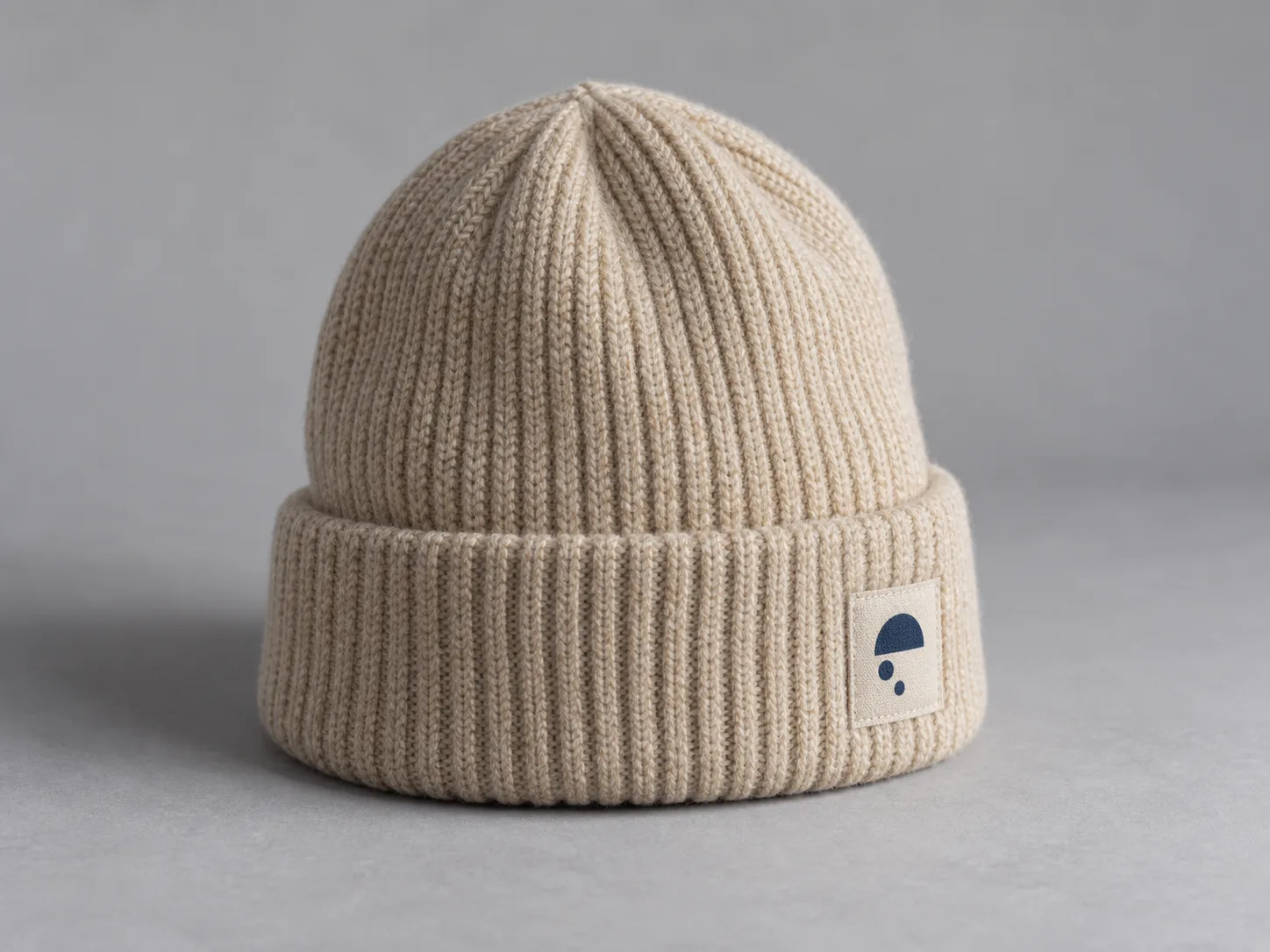 Illustrative cuffed beanie custom direction with original geometric decoration