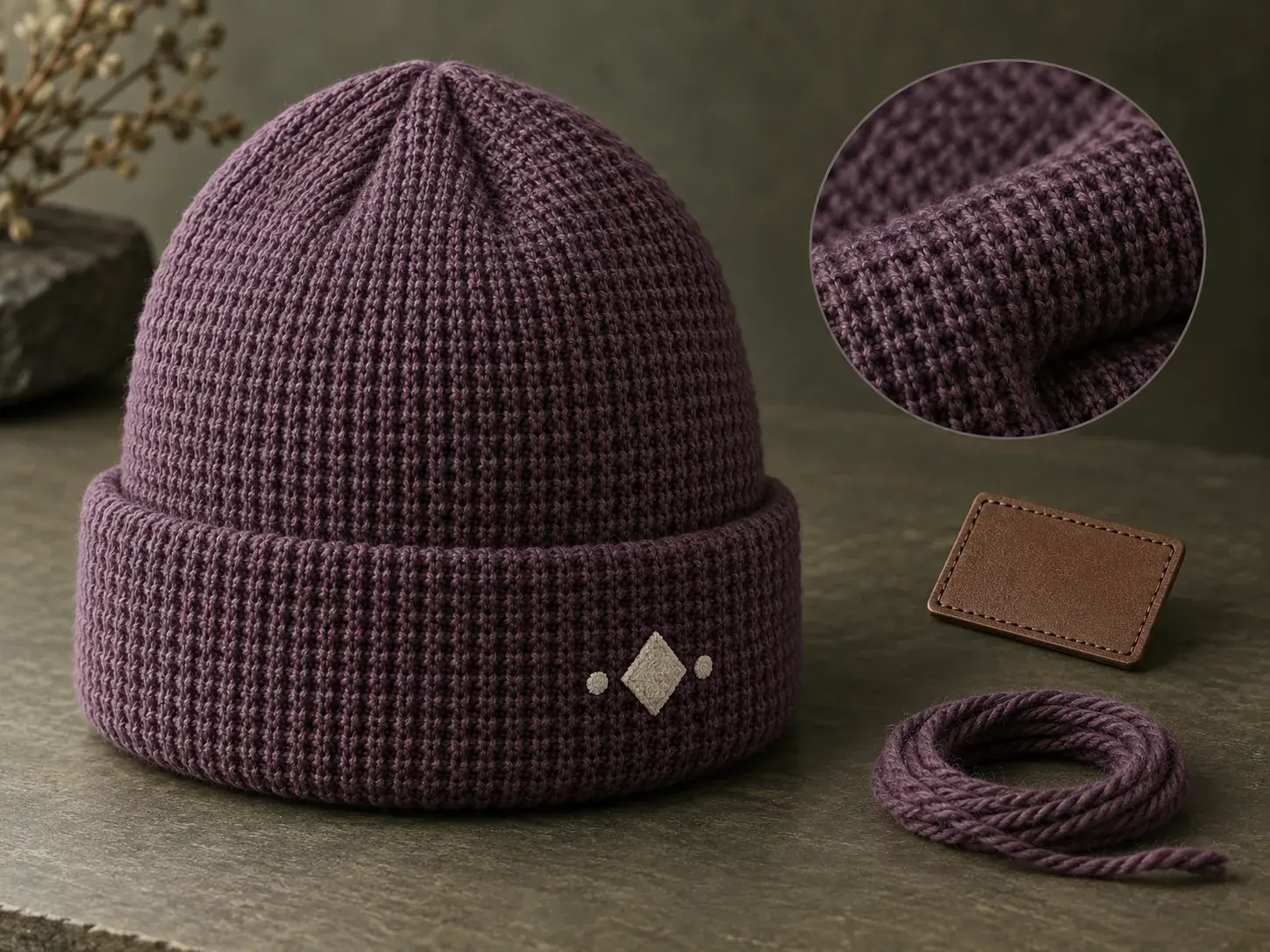 Illustrative beanie knit and decoration discussion concept