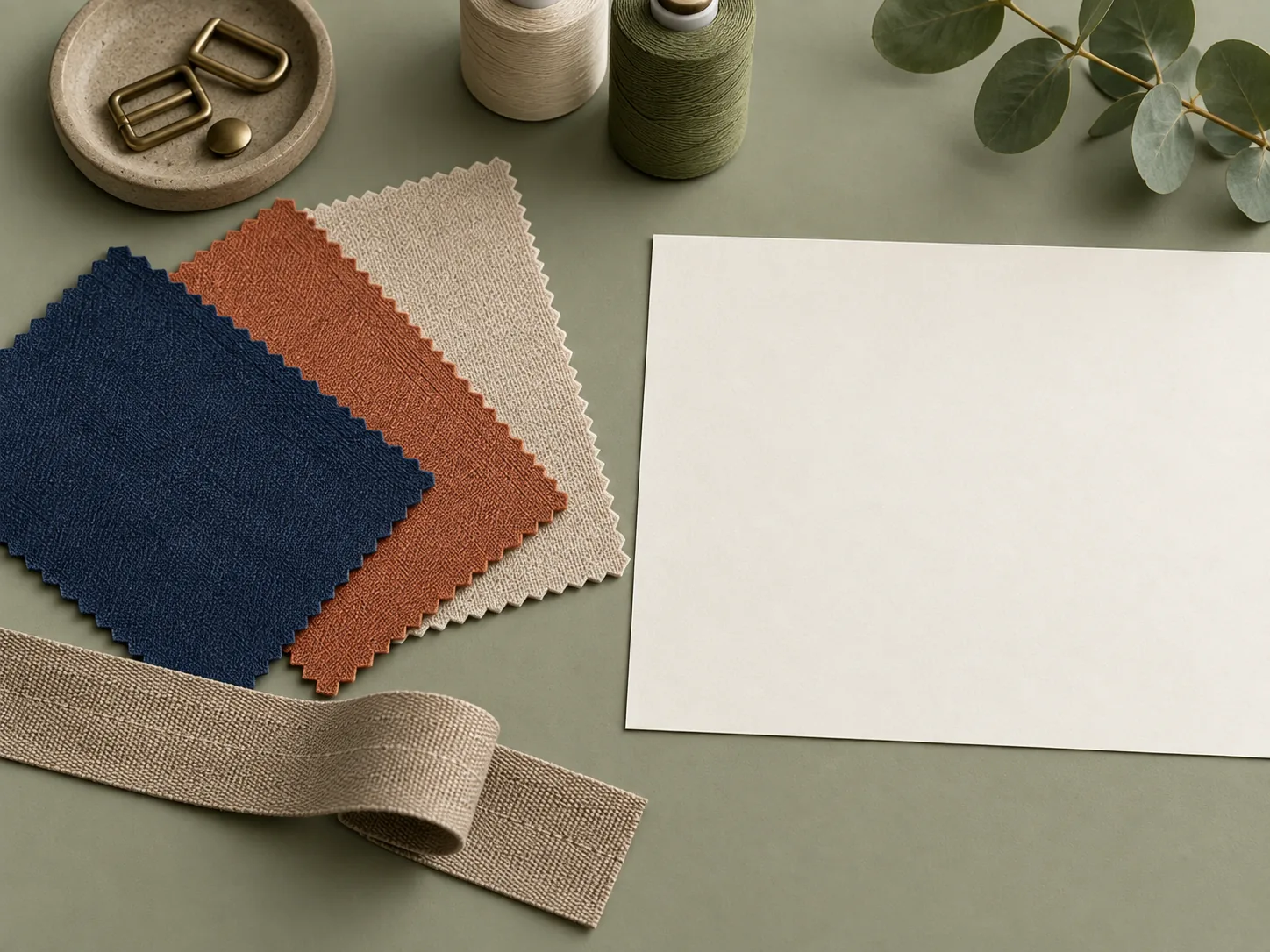 Blank paper with cotton headwear swatches and sweatband tape